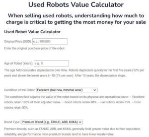 Used Robots Value Calculator RobotsTrader