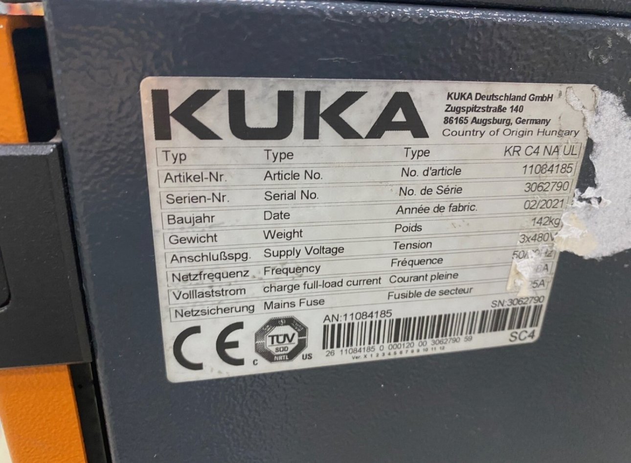 Used Kuka KR 120 R2700-2 / FLR Robot System w/ KR C4 NA UL Cabinet Controller, 2021